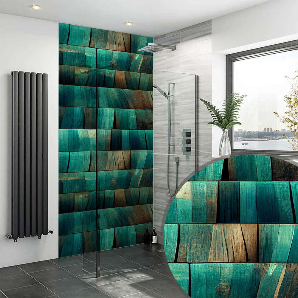 Aqua Wooden Strips Pattern 003
