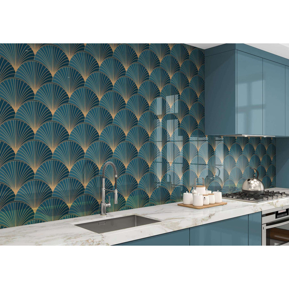 Art Deco Tiles 1920 Teal Gold