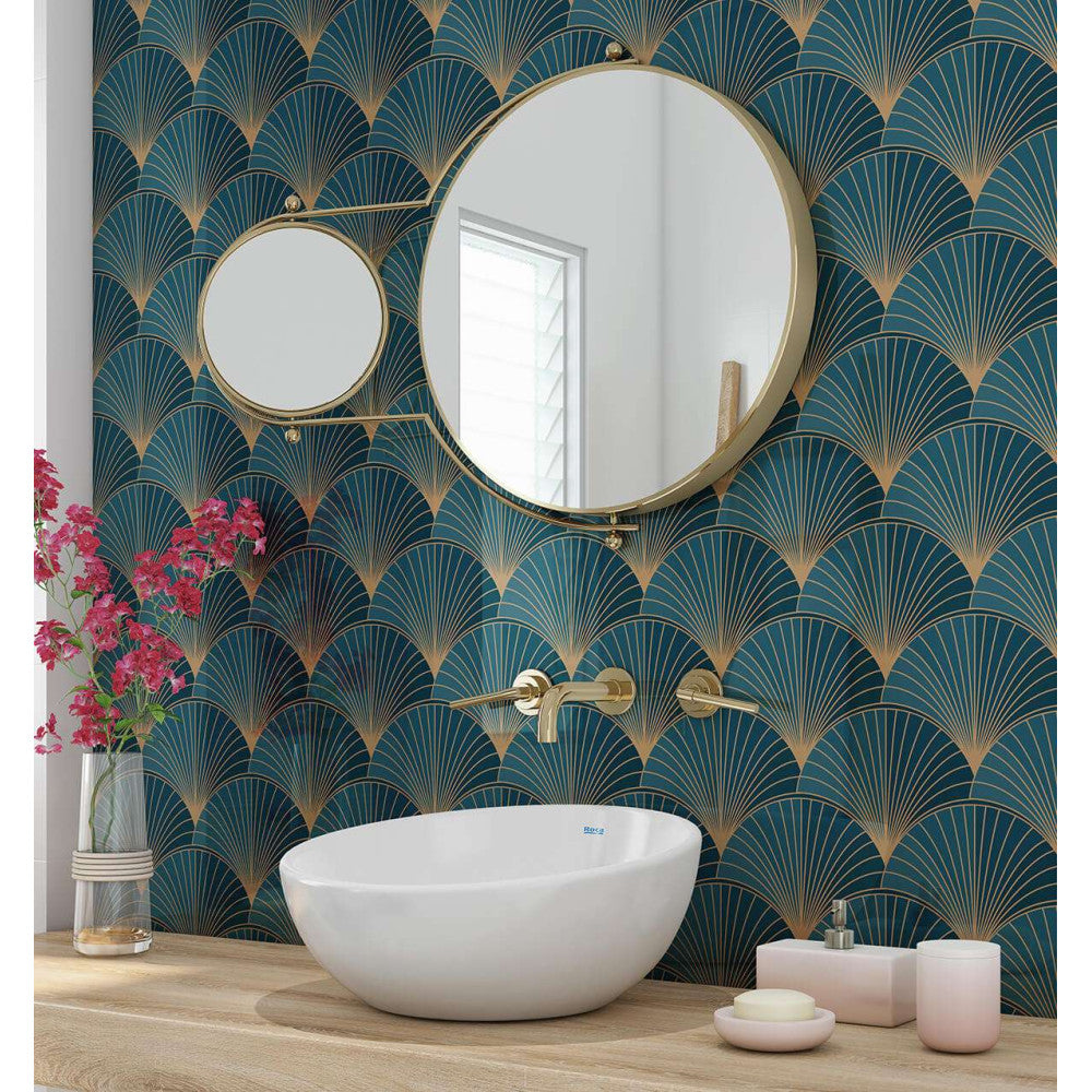 Art Deco Tiles 1920 Teal Gold