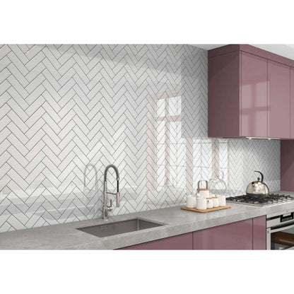 Herringbone Tiles White