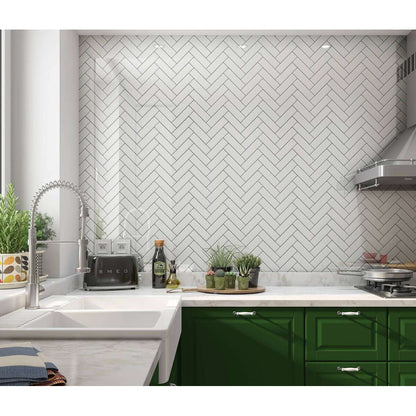 Herringbone Tiles White