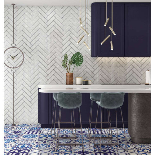 Herringbone Tiles White