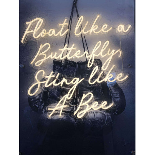 Sting Like a Bee Boxing Glove Acrylic Glass Art with Neon LED Sign