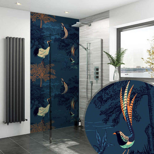 Japanese Oriental Birds Copper Navy