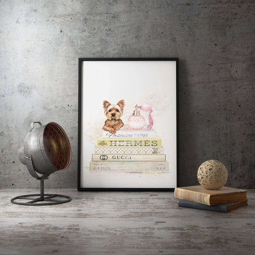 Yorkshire Terrier and Fashion Books Canvas