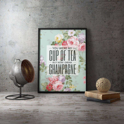 You Were My Cup of Tea Floral Typography Canvas