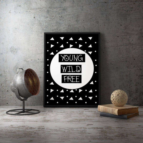 Young, Wild & Free Monochrome Nursery Canvas