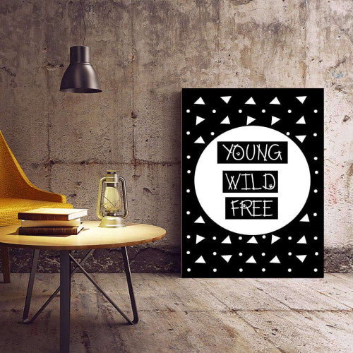 Young, Wild & Free Monochrome Nursery Canvas