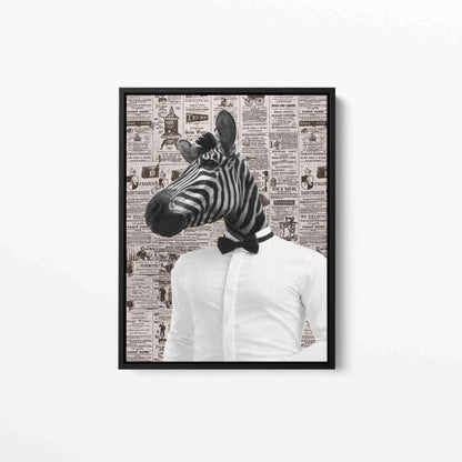 Zebra Dude - Old News Paper Animal Canvas