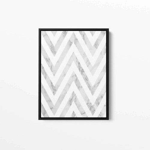 Zig Zag Grey Marble Abstract Canvas