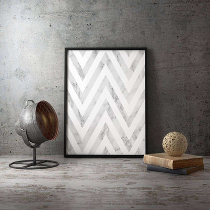 Zig Zag Grey Marble Abstract Canvas