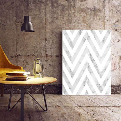 Zig Zag Grey Marble Abstract Canvas