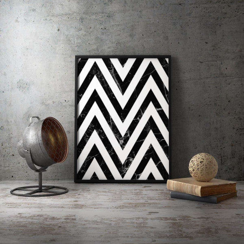 Zig Zag Monochrome Abstract Canvas