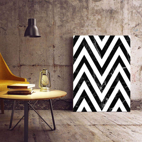 Zig Zag Monochrome Abstract Canvas