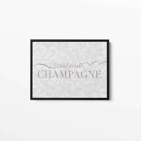 But First Champagne Typography Canvas