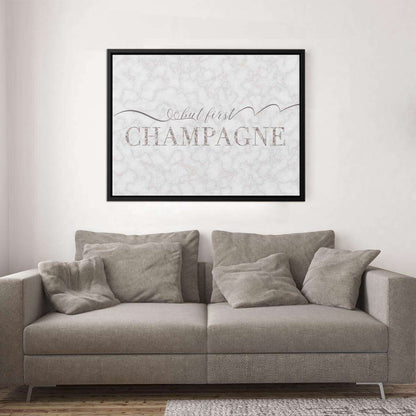 But First Champagne Typography Canvas