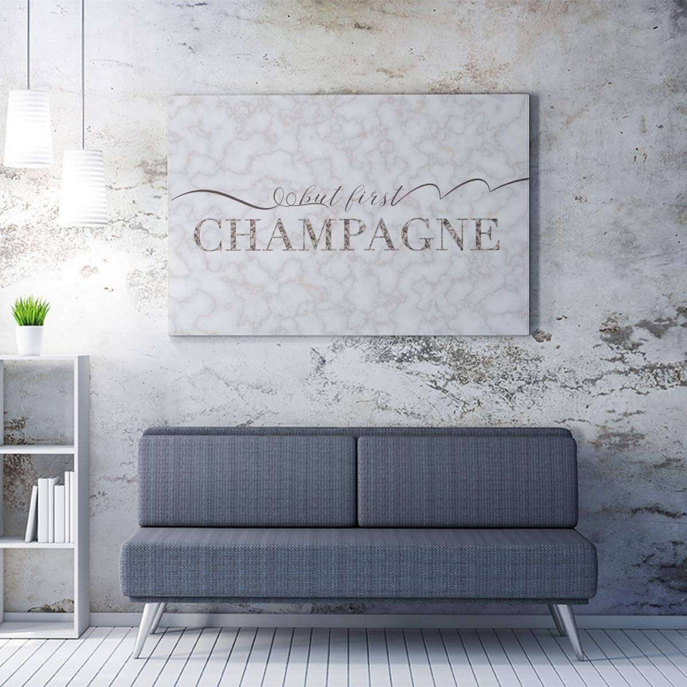 But First Champagne Typography Canvas