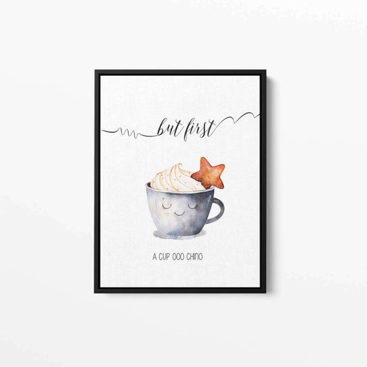 Cappuccino Coffee Kitchen Typography Canvas