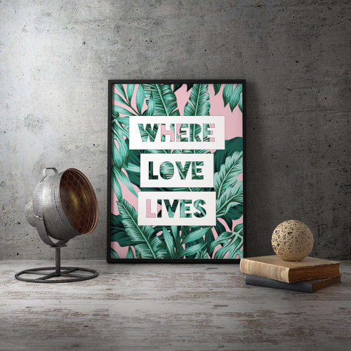 Where Love Lives Typography Canvas