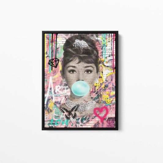 Blue Bubble Trouble Audrey Pop Graffiti Canvas