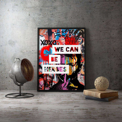 We Can Be Heroes Graffiti Typography Canvas