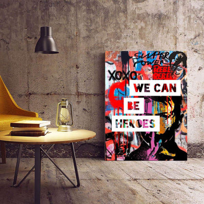 We Can Be Heroes Graffiti Typography Canvas