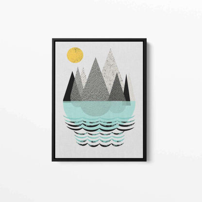 Mountains Grey Aqua Abstract Canvas