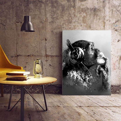 Graffiti Chimp Monkey B&W Headphones Canvas