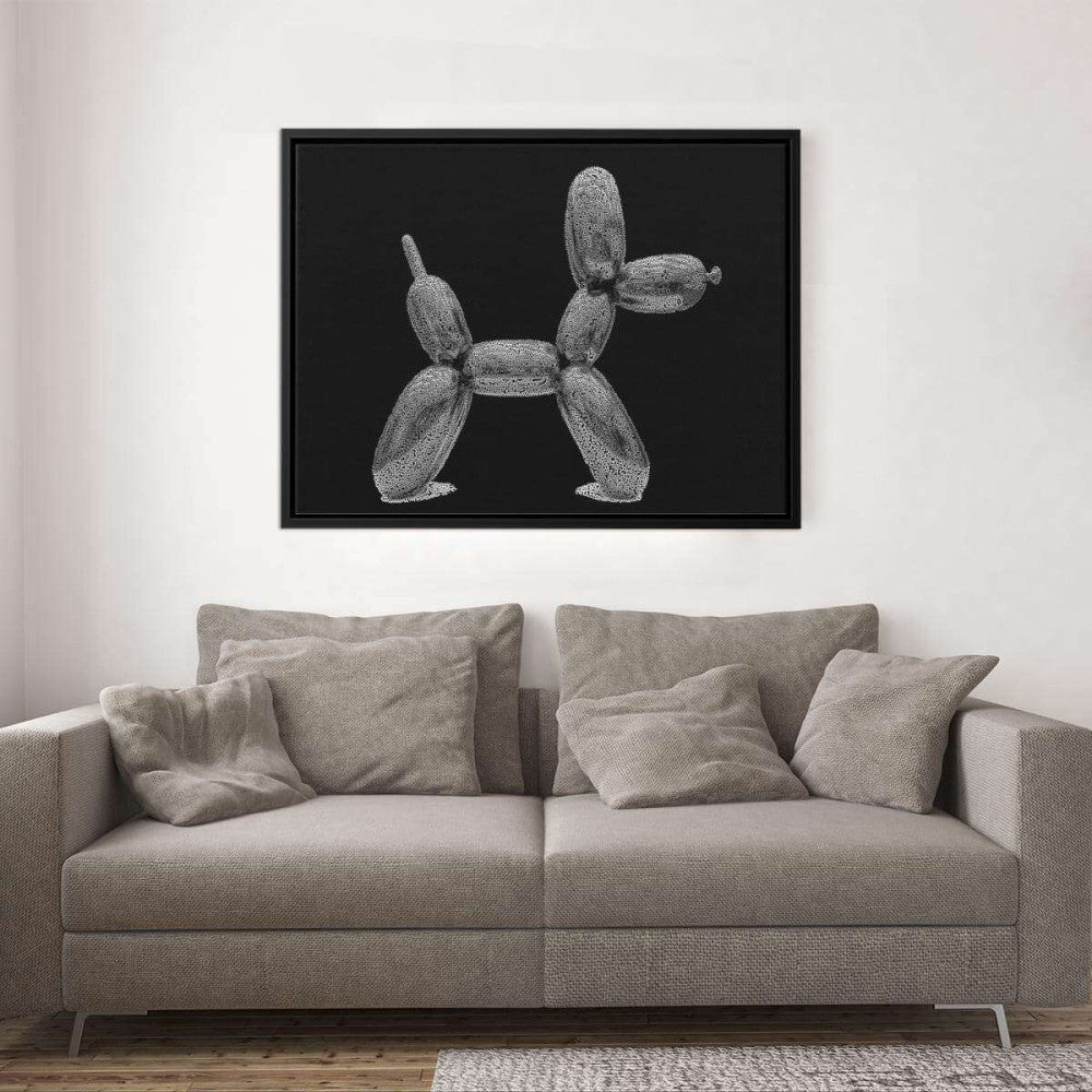 Confetti Balloon Dog in Silver Canvas