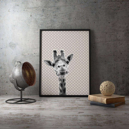 Giraffe Grey Star 001 Animal Canvas