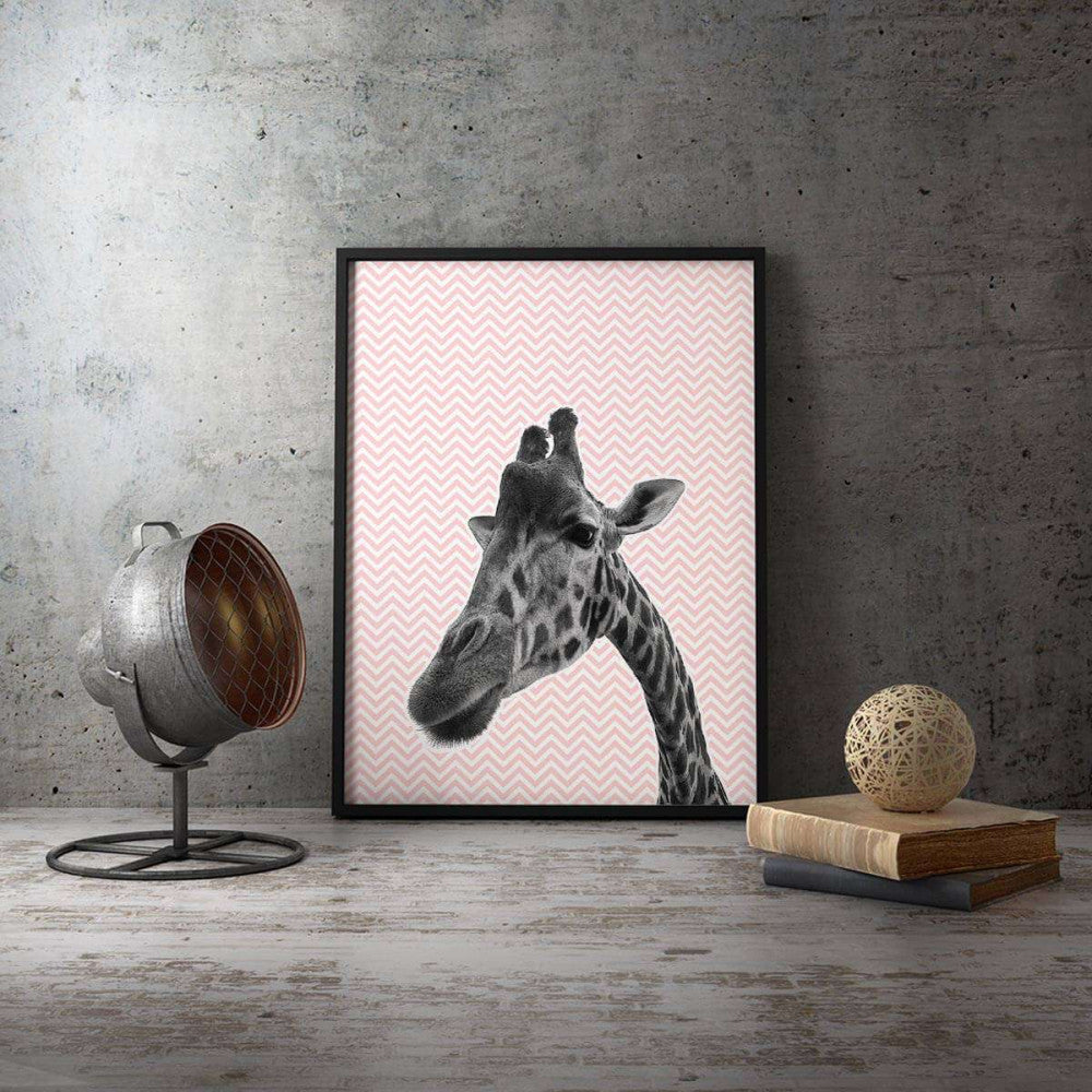 Giraffe Pink 002 Animal Canvas