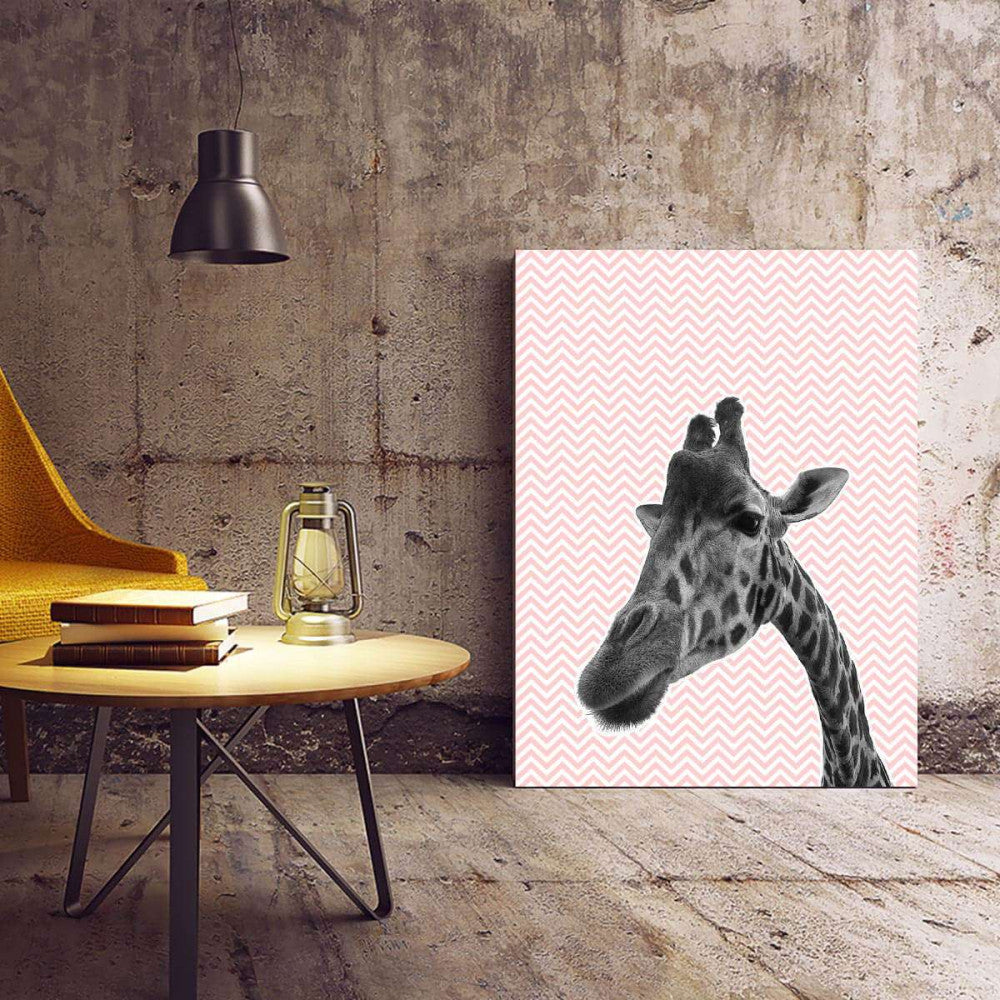 Giraffe Pink 002 Animal Canvas