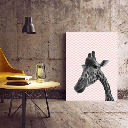 Giraffe Pink 002 Animal Canvas