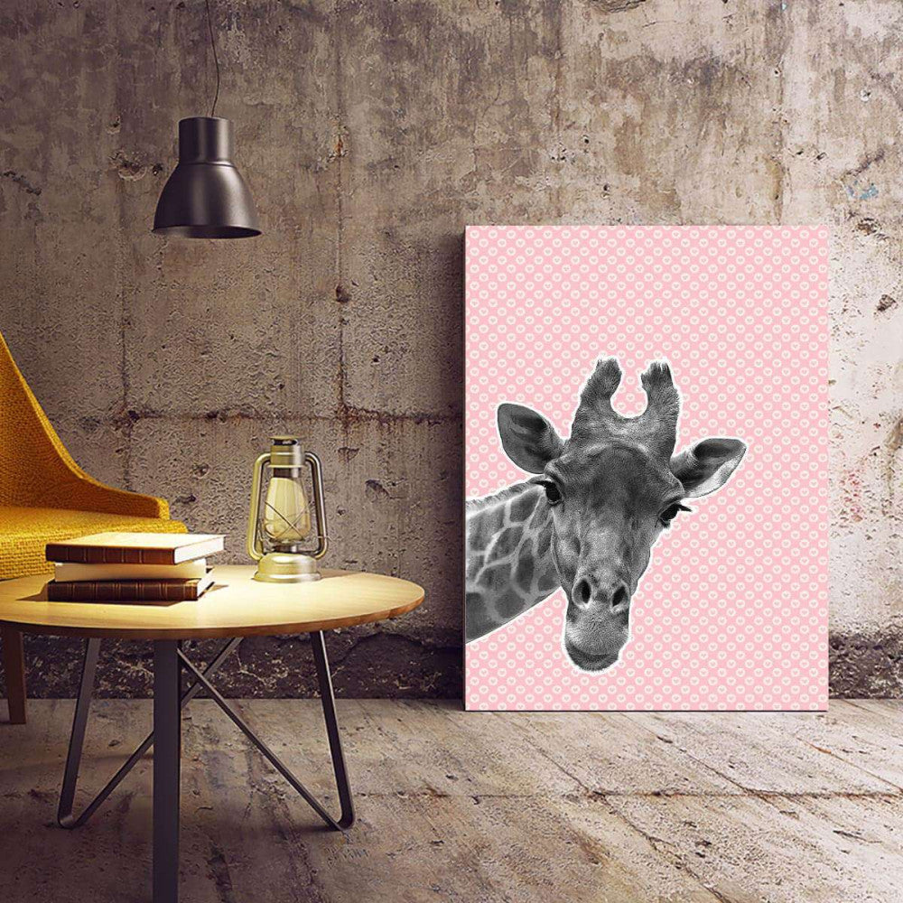 Giraffe Pink Heart Animal Fashion Canvas