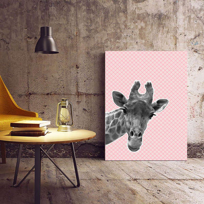 Giraffe Pink Heart Animal Fashion Canvas