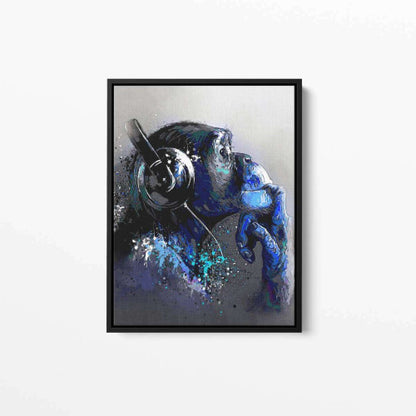 Graffiti Chimp Monkey Headphones Blue Canvas