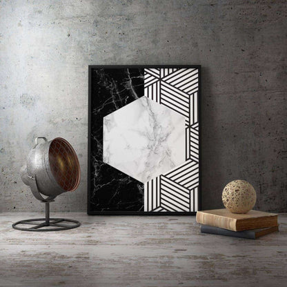 Grey Marble Monochrome Abstract Canvas