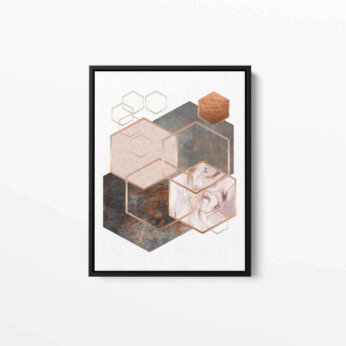 Hexagon 003 Rose Gold Copper Abstract Canvas