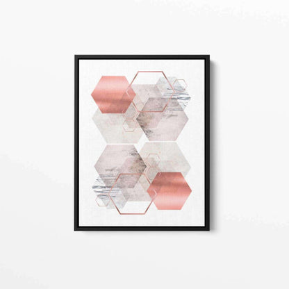 Hexagon Overload Sand Marble Bronze Abstract Canvas