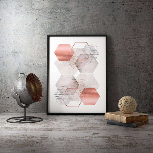 Hexagon Overload Sand Marble Bronze Abstract Canvas