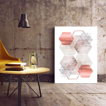 Hexagon Overload Sand Marble Bronze Abstract Canvas