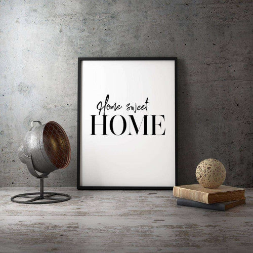 Home Sweet Home Monochrome Typography Canvas