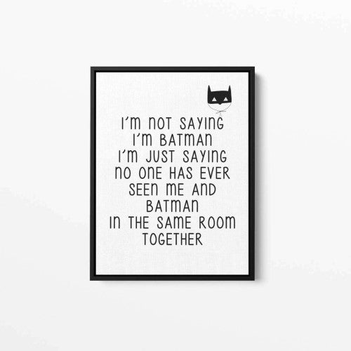 I am a Batman Nursery Typography Canvas