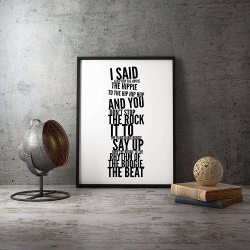 I said a Hip Hop Long Music Typography Canvas