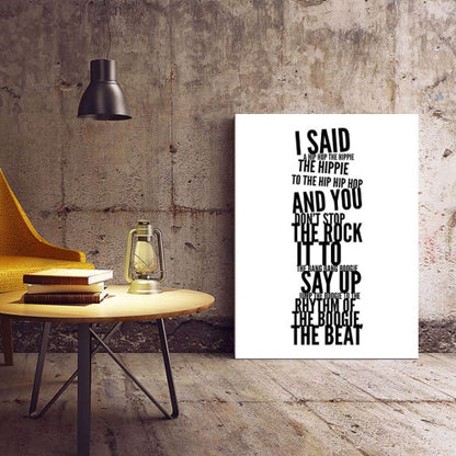 I said a Hip Hop Long Music Typography Canvas