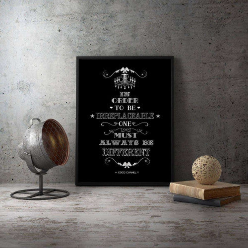 In Order To be Irreplaceable Black Typography Canvas