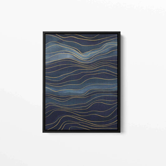 Abstract Lines Gold Navy Canvas