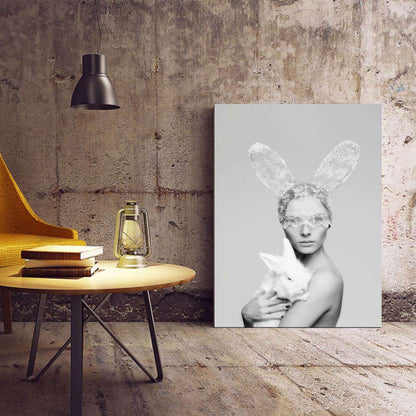 Lady and Bunny Animal Fashion Canvas