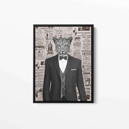 Leopard Gentleman Old Newspaper Canvas