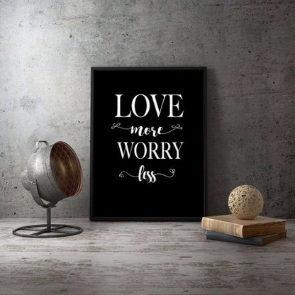 Love More Worry Less Typography Canvas